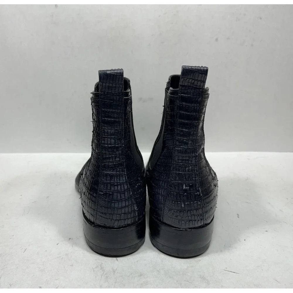 Jo Ghost Leather Ankle Black Exotic Leather Chelsea Boots Size EU 44.5 / 11.5 US